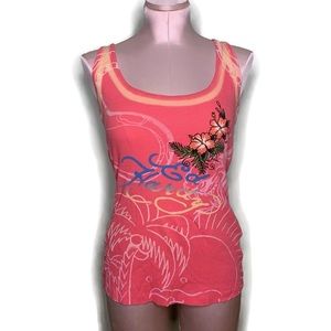 Ed Hardy Y2K Vintage Tank Top Pink Large